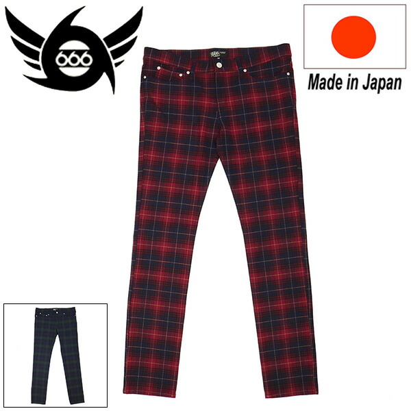 正規取扱店 666 ORIGINAL SOP0052 タータンチェック ストレッチスリムジーンズ 全2色