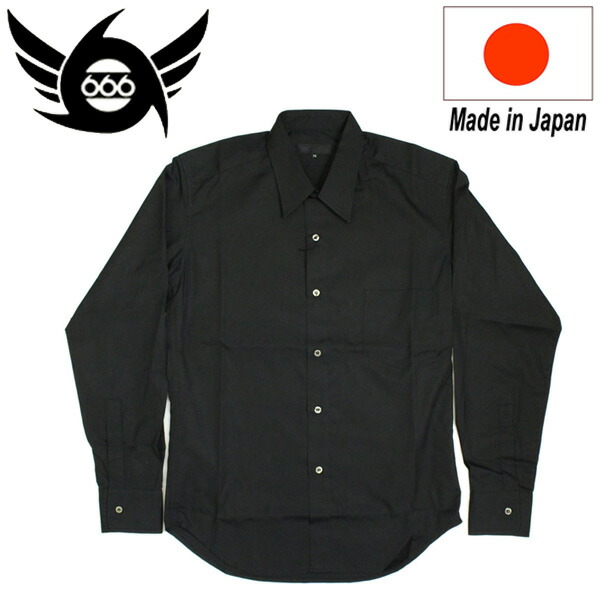 置き目取りまわし店 666 ORIGINAL Regularcollar Shirts  L/S (レギュラーカラーシャツ) 長袖 黒いこと まさかの時0001