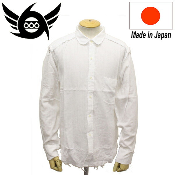 正規取扱店 666 ORIGINAL ガーゼラウンドカラーシャツ 長袖 ホワイト SOS0015｜THREE WOOD 店