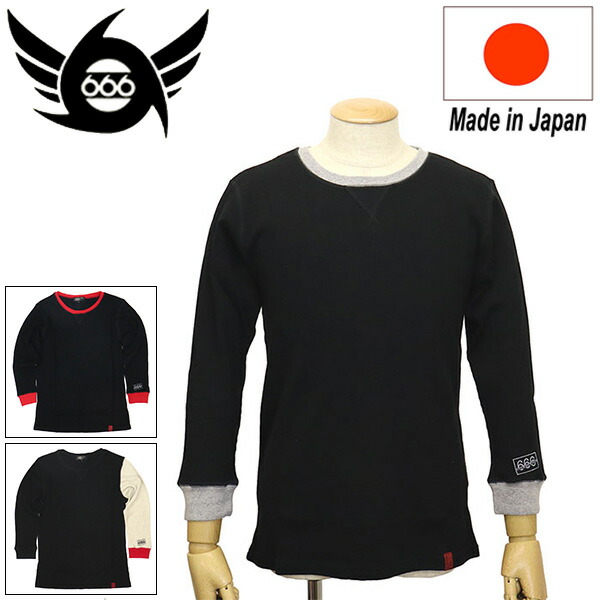 正規取扱店 666 ORIGINAL SOT0027 9分袖 バイカーワッフル 長袖Tシャツ 全3色｜THREE WOOD 店