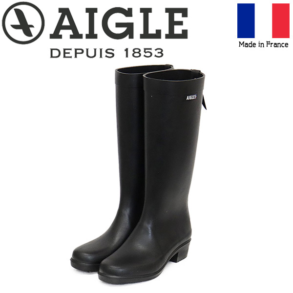 sale 割引き販売 決まり取りまわし店 AIGLE (エーグル) ZZFNB66 MYRICA レディース ロングラバーブーツ 001 NOIR AGL051 レインシューズ・長靴-レディース靴
