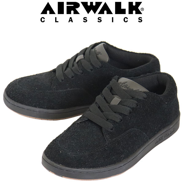 【百貨店SALE】 置き目取りまわし店 AIR WALK CLASSICS (大気圏ウォーク クラシックス) AWC1001 JL95 なめし革スニーカー BLACK AW001
