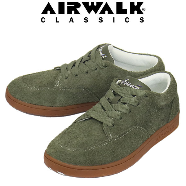 【百貨店SALE】 置き目取りまわし店 AIR WALK CLASSICS (大気圏ウォーク クラシックス) AWC1001 JL95 なめし革スニーカー OLIVE AW002