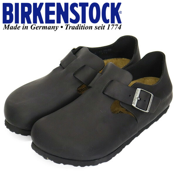 定まり取りまわし店 BIRKENSTOCK (ビルケンシュトック) 0166543 LONDON 英国の首都 なめし革シューズ BLACK ナロー幅 BI229