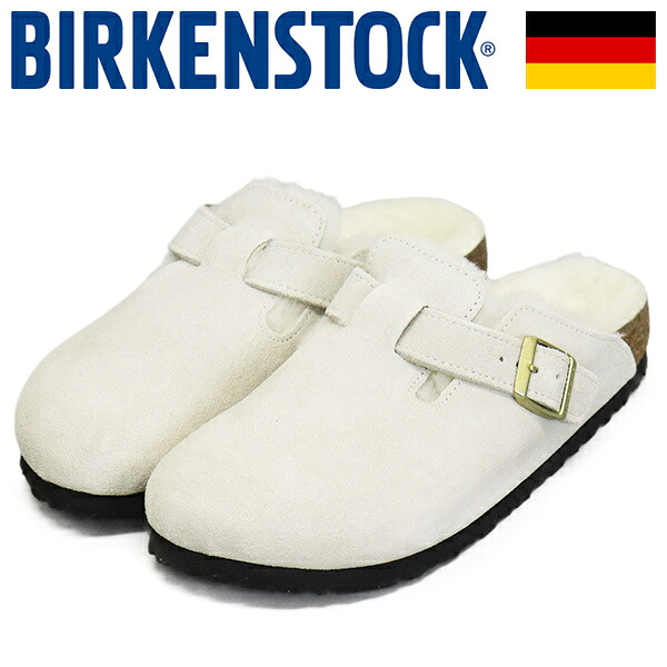 正規取扱店 BIRKENSTOCK (ビルケンシュトック) 1026192 BOSTON SHEARLING ボストン シアリング スエードレザーサンダル ANTIQUE WHITE ナロー BI474
