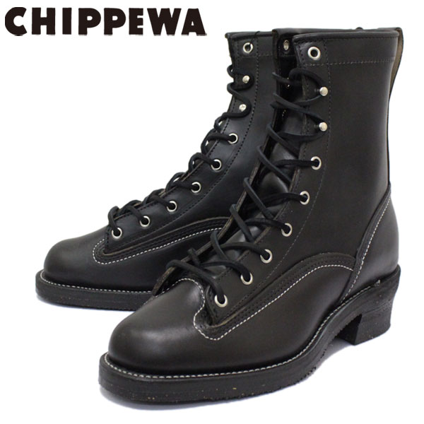 chippewa logger boots black