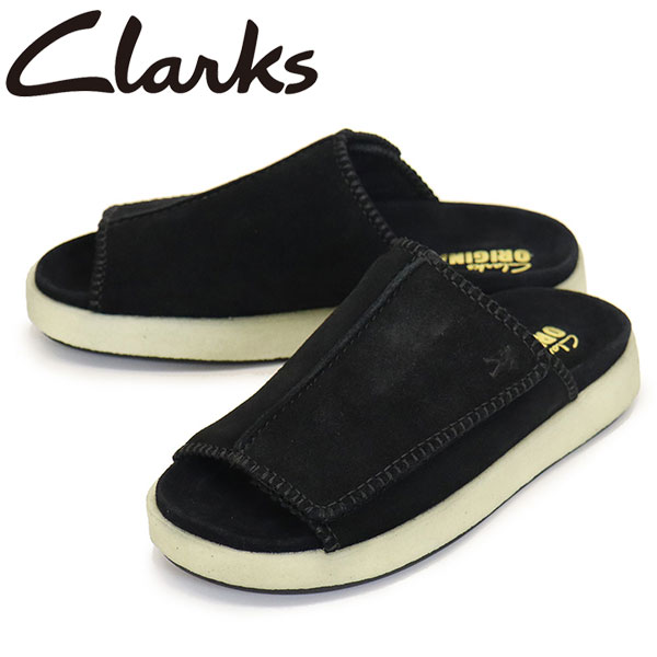 正規取扱店 Clarks (クラークス) 26175779 OverleighSlide オーバーレイ スライド Black Suede CL118