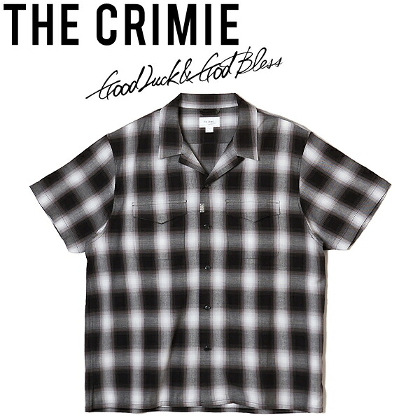 置き目取りまわし店 THE CRIMIE (クライミー) OMBRE CHECK SHIRT オンブレチェックシャツ 半袖 BLACK CR011 メンズファッション-カジュアルシャツ