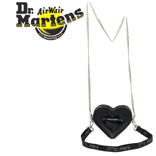置き目取りまわし店 Dr.Martens (お医者さんマーチン) AD092001 MINI HEART BAG ミニ ハート形 なめし革ショルダーバッグ BLACK