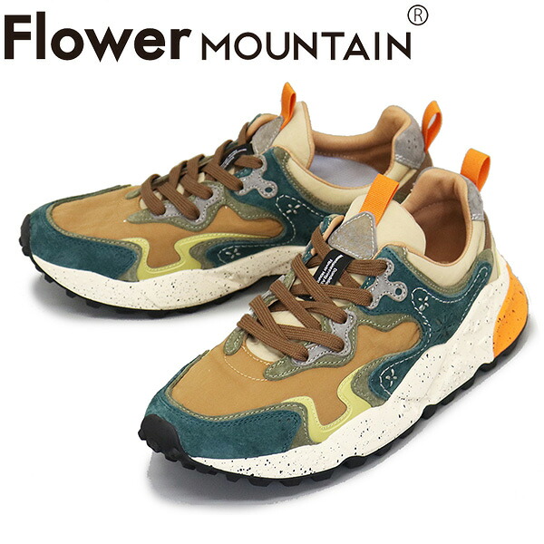 正規取扱店 Flower MOUNTAIN(フラワーマウンテン) FM121022 RULIS スニーカー D.Green/L.Brown FM047