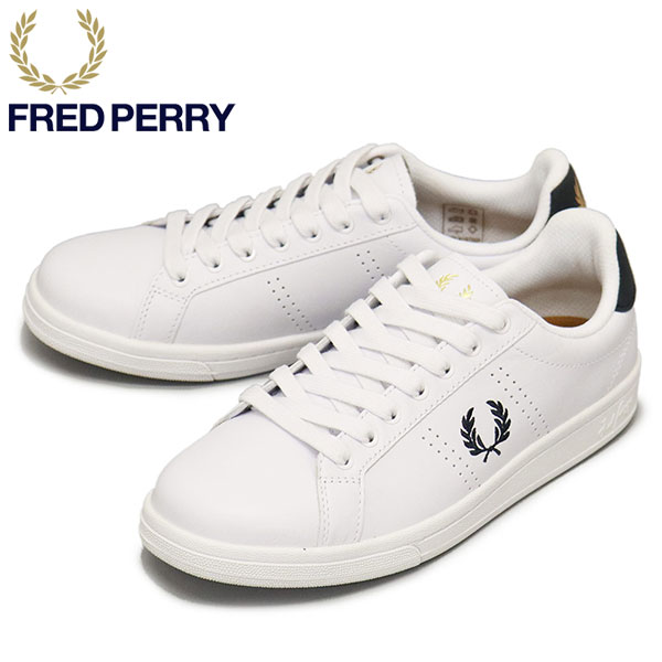 正規取扱店 FRED PERRY (フレッドペリー) B6312 B721 LEATHER レザーシューズ 567 WHITExNAVY FP527｜THREE WOOD 店