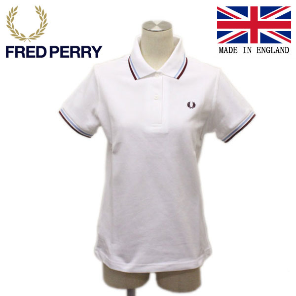 定め事取りまわし店 FRED PERRY (フレッドペリー) G12 THE ORIGINAL TWIN TIPPED FP SHIRT 伝達ルート入り口・入口スポーツシャツ イングランド製 レディース 301-WHITE/MAROON FP336