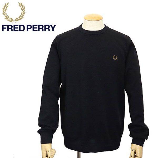 正規取扱店 FRED PERRY (フレッドペリー) K1309 PIQUE STITCH JUMPER ピケ ステッチ ジャンパー 102 BLACK FP550