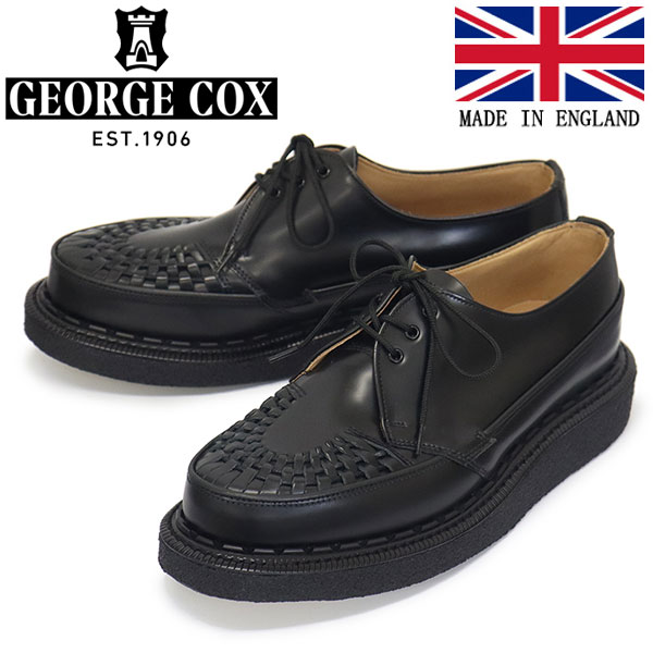 置き目取りまわし店 GEORGE COX (ジョージコックス) EYELET SKIPTON 15473 IV ラバーソール なめし革シューズ 040 BLACK