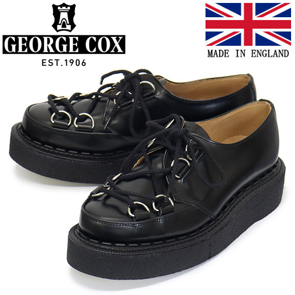 置き目取りまわし店 GEORGE COX (ジョージコックス) TIE-DOWN SKIPTON 15476 VI ラバーソール なめし革シューズ 040 BLACK