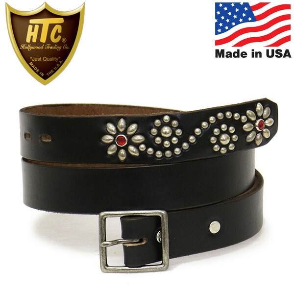 【楽天市場】正規取扱店 HTC(Hollywood Trading Company) Belt #D-Style Mix Studs 1.00 1インチ  ベルト ブラックレザーxシルバースタッズxブラススタッズ : THREE WOOD 楽天市場店