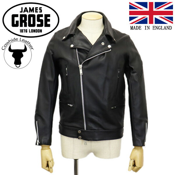 楽天市場】正規取扱店 JAMES GROSE (ジェームスグロース) G36-56 MEN'S GEORGIAN COW JKT (メンズ ジョージアン  カウハイド レザージャケット) NAVY JG021 : THREE WOOD 楽天市場店