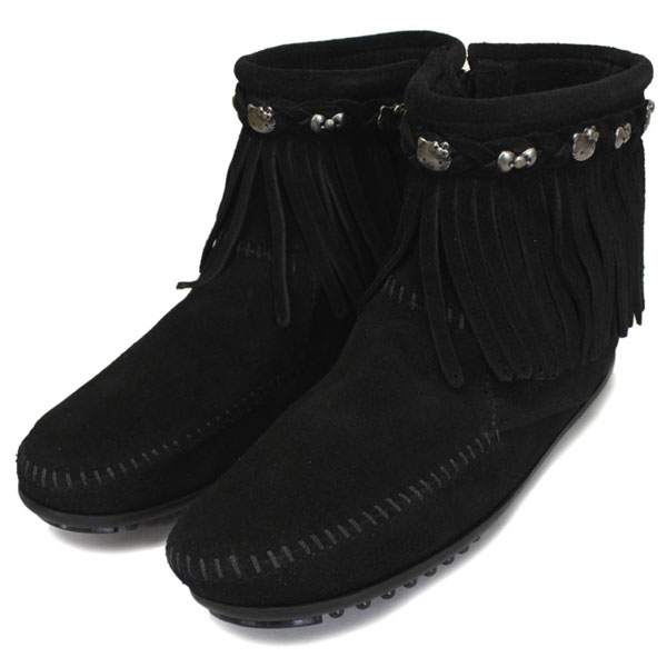 【楽天スーパーSALE】 正規取扱店 MINNETONKA(ミネトンカ) HELLO KITTY Fringe Boot(フリンジブーツ) #699K BLACK レディース MT363画像