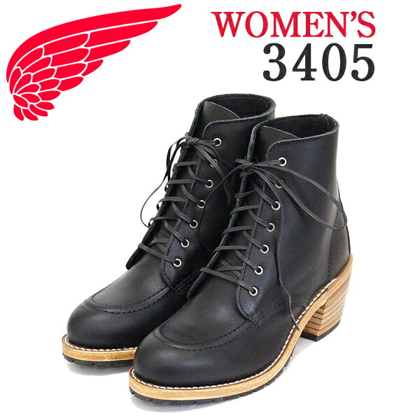 定め事取りまわし店 REDWING (レッドウィング) 3405 CLARA クララ レースアップヒールブーツ レディース ブラックバウンダリー