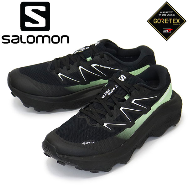 正規取扱店 Salomon (サロモン) L47981400 ULTRA FLOW 2 GORE-TEX 男性用トレイルランニングシューズ Black / Black / Patina Green SL085|THREE WOOD 店