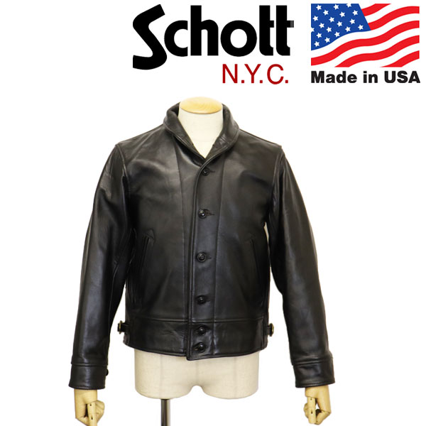 決まり取りまわし店 Schott (打つこと) 5950059 230US COSSACK JACKET なめし革 コサックジャケット 010BLACK メンズファッション-コート・ジャケット