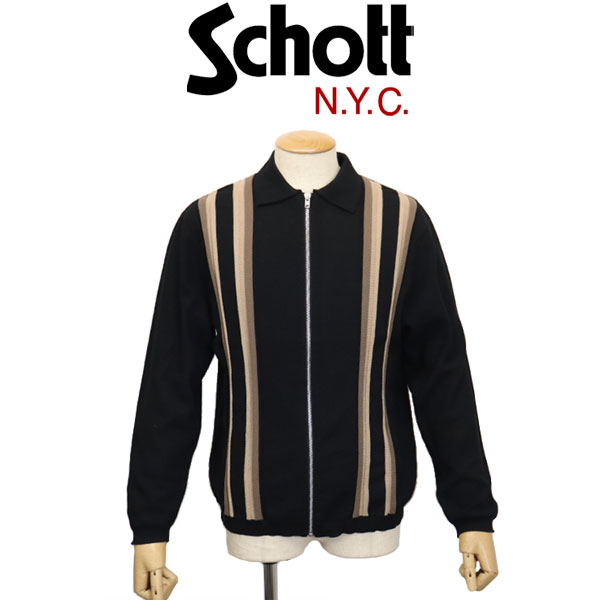 正規取扱店 Schott (ショット) 5140001 LS ZIP KNIT CARDIGAN ロングスリーブ ジップ ニット カーディガン 050 BROWN