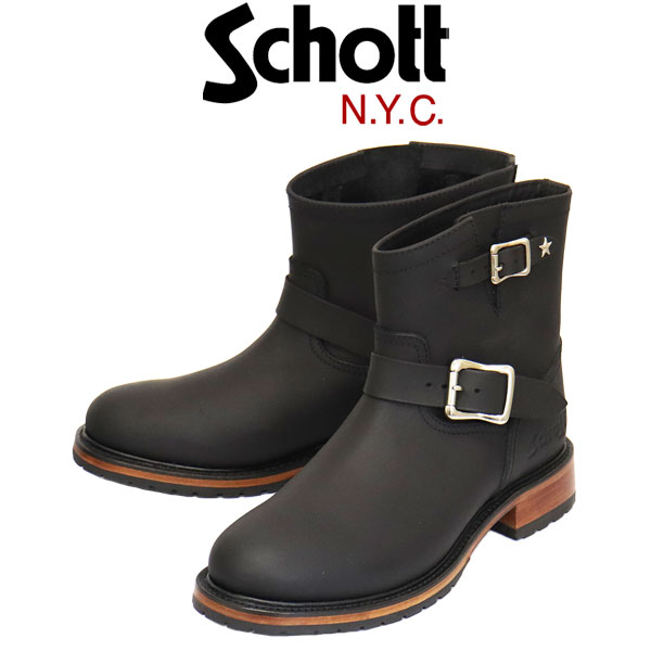 正規取扱店 Schott (ショット) OSC S25503 Charger Boots チャージャー ショート エンジニア レザーブーツ Black SCT020