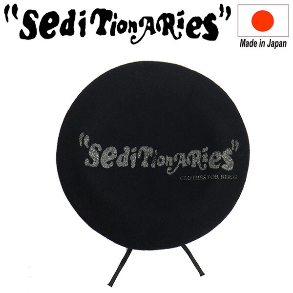 正規取扱店 SEDITIONARIES by 666 (セディショナリーズ) STA0026 SEDITIONARIES LOGO ベレー帽 ブラックxシルバー