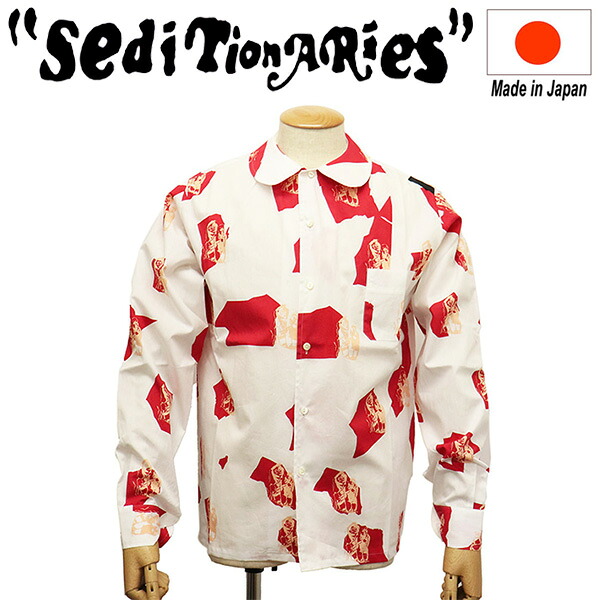 正規取扱店 SEDITIONARIES by 666 (セディショナリーズ) STS0029 ダーティーストリッパー L/Sシャツ 長袖 ホワイト/レッド