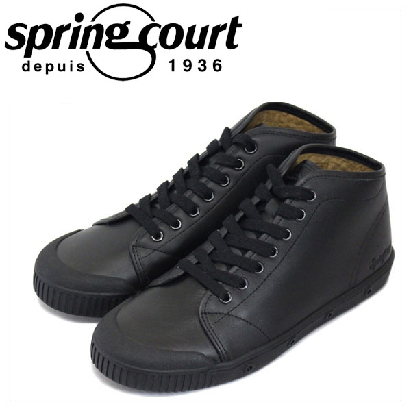 置き目取りまわし店 spring court (スプリングコート) B2S-V5 B2 Leather (B2なめし革) レディース ハイカットスニーカー BLACK (黒いこと) SPC021