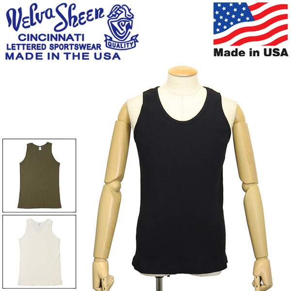 置き目取りまわし店 Velva Sheen (ベルバシーン) 161109 1PAC RIB TANK TOP 1風呂敷き包み リブタンクトップ 亜米利加製 VLVS023