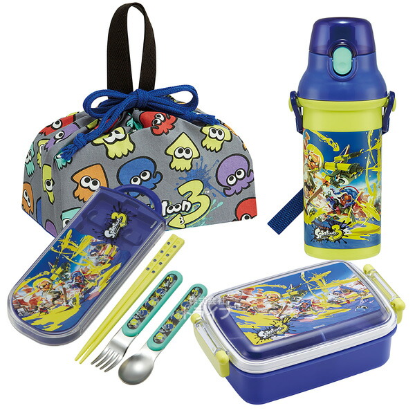 スプラトゥーン３ お買得１０点セット アルミお弁当箱 370ml トリオ 巾着 水筒580ml コップ コップ袋 レジャーシート 抗菌おしぼり ラン