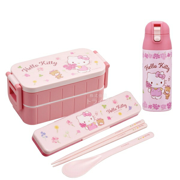 ハローキティ フラワーリース お買得 ５点セット 真空ステンレスランチボックス コンビ 不織布 保冷バッグ シール容器3P プラボトル セット ハローキティ フラワーリース お買得 ４点セット 抗菌 ４点ロックお