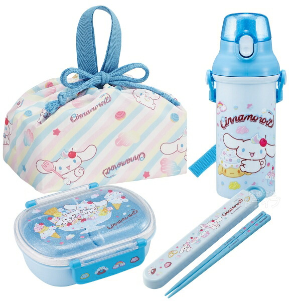 【4月中旬入荷予定】シナモロール シナモン 26 お買得４点セット お弁当箱 中子付 360ml 箸＆箸箱 巾着 プラ水筒