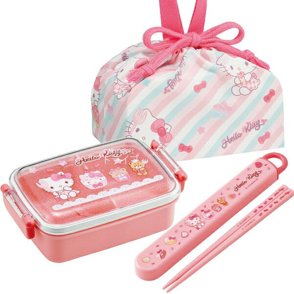 ご当地キティ　26個セット 楽天市場】ハローキティ 26 角型お弁当箱 450ml トリオ 巾着