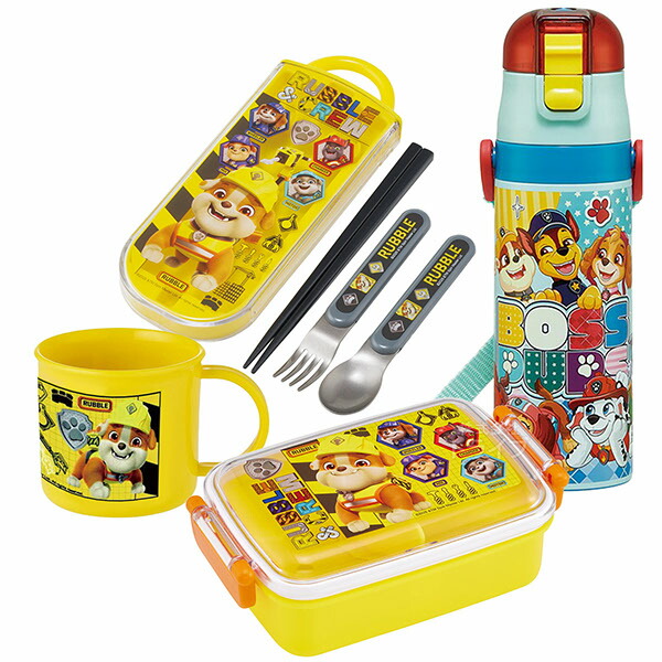 【4月下旬入荷予定】パウパトロール ラブル＆クルー お買得４点セット 角型お弁当箱 450ml トリオ コップ 水筒
