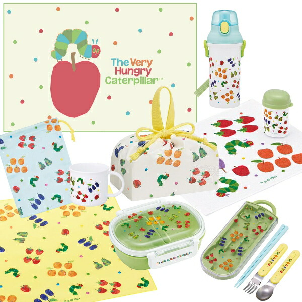 【4月下旬入荷予定】はらぺこあおむし お買得９点セット お弁当箱 中子付 360ml トリオ 巾着 プラ水筒 コップ コップ袋 レジャーシート おしぼり ランチクロス