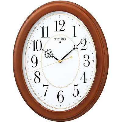 セイコークロック( Clock) セイコー クロック 掛け時計 電波 アナログ 楕円型 木枠 茶 木地 KX390