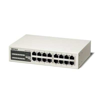 BUFFALO 10/100Mbps相応う 金属元素筺体 ワット数内蔵 16界面 白いこと スイッチングこしき LSW3-TX-16NSR