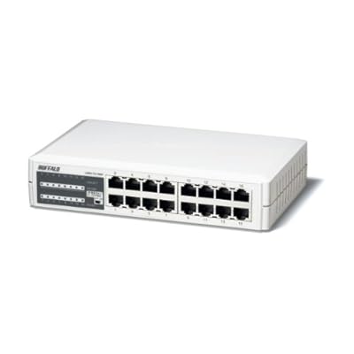BUFFALO 10/100Mbps相応う 可塑性物質筺体 ワット数内蔵 16界面 白いこと スイッチングこしき LSW3-TX-16NP