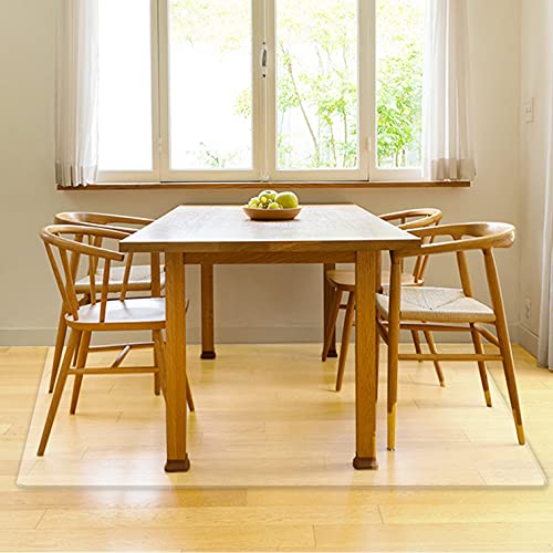 [拭くだけ] ダイニングマット 透明 撥水 拭ける [Latuna] 180 &times; 180 cm クリア [国際標準規格準拠] 床暖房対応 巻きグセが付きにくい ダイニング マット おしゃれ カーペット フロア ロング シンプル PVC 厚さ1.5mm (180x180cm)｜THRSparkle