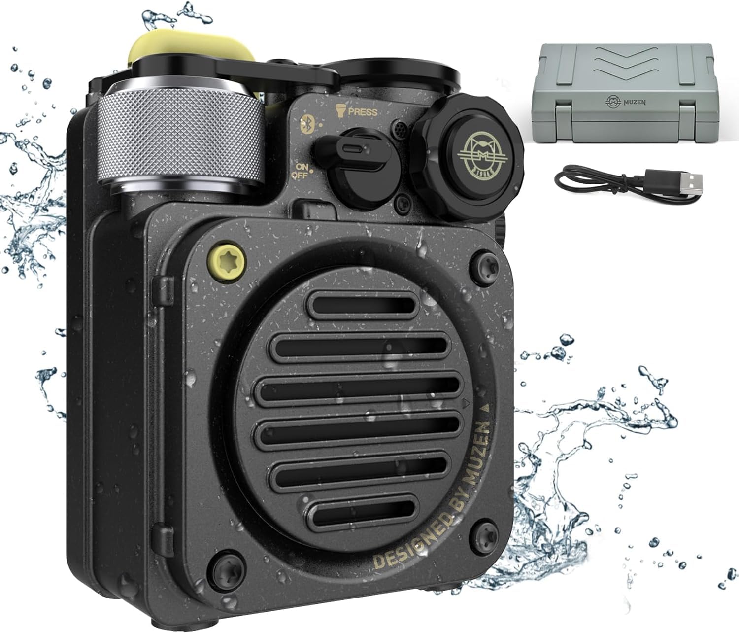 MUZEN Wild Mini 第2時人 アウトド 小型 金棒引き 携帯型 Bluetooth IPX5雨合羽 Type-C申し受ける 8第四次元年代順の連続生まれ変わり ３流行り物 懐中照明ランプ（黒いこと）