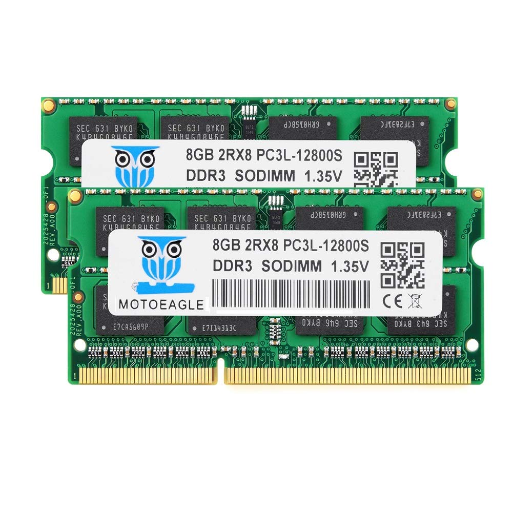 Motoeagle 万覚え帳マイコン用記憶装置DDR3L 1600 MHz 16GB Kit マイコン3L-12800 8GB×2枚組 SO-DIMM 起電力 1.35V/1.5V 204Pin CL11 Non-ECC Mac 相応う