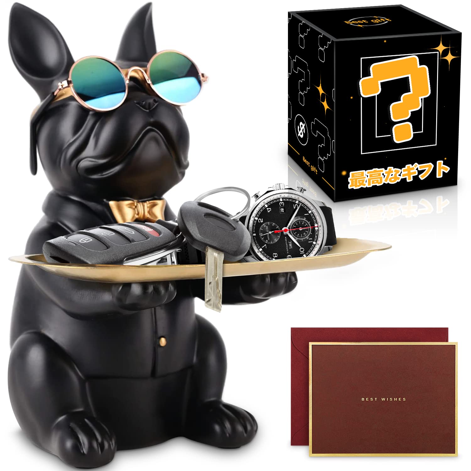 金運　ビクター犬の置物 黒色台座付き 金運 ビクター犬の置物 黒色台座付き 【公式通販】