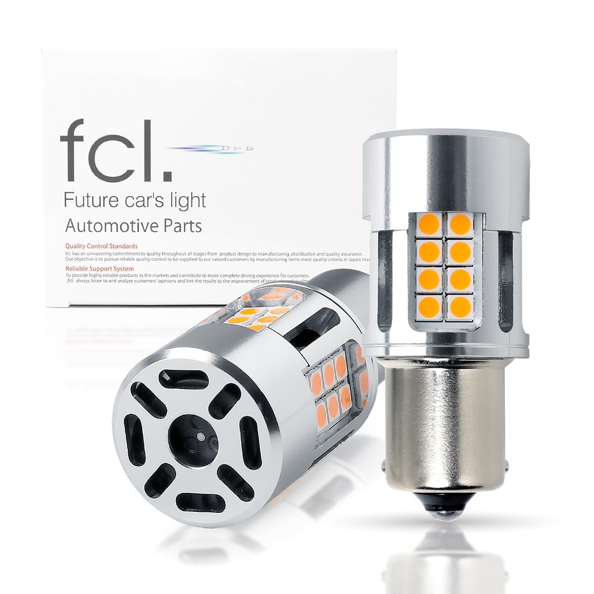 fcl.(エフシーエル) S25 シングル LED ウィンカ&mdash; 抵抗内蔵 アンバー ハイルーメン 車検対応 12V 車専用 ハイフラ防止 対策済み 無極性 左右分2個入り｜THRSparkle