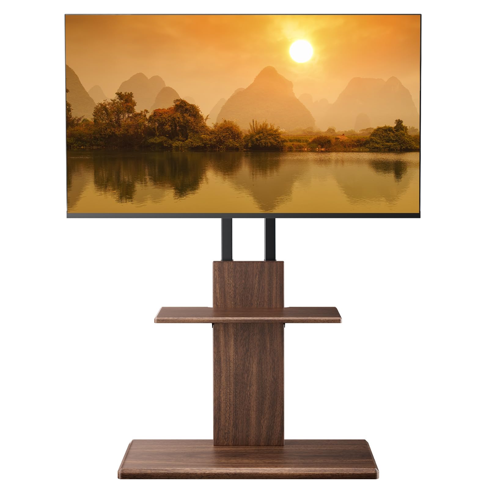 Perlegear テレビスタンド 壁寄せ ハイタイプ tvスタンド tv stand テレビ台 壁掛け 32~70インチ対応 VESA/横100-600mm/縦100-400mm 耐荷重45kg 12段目高さ調節 左右20度首振り 木目調ブラウン PGFS10|THRSparkle