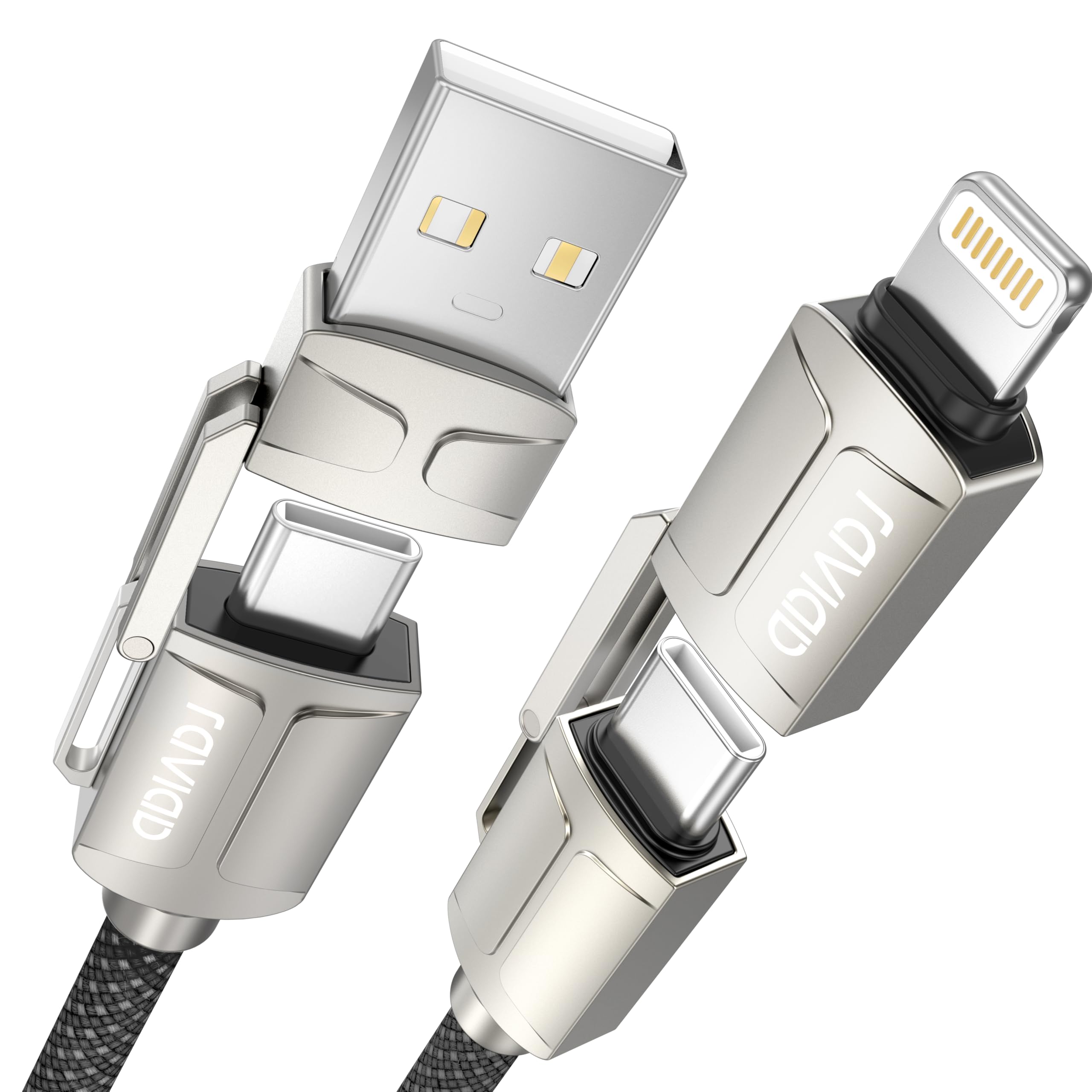 4-in-1データケーブル電話スタンド、多機能リトラクタブルUSBタイプC 4-in-1データケーブル電話スタンド、多機能リトラクタブルUSB
