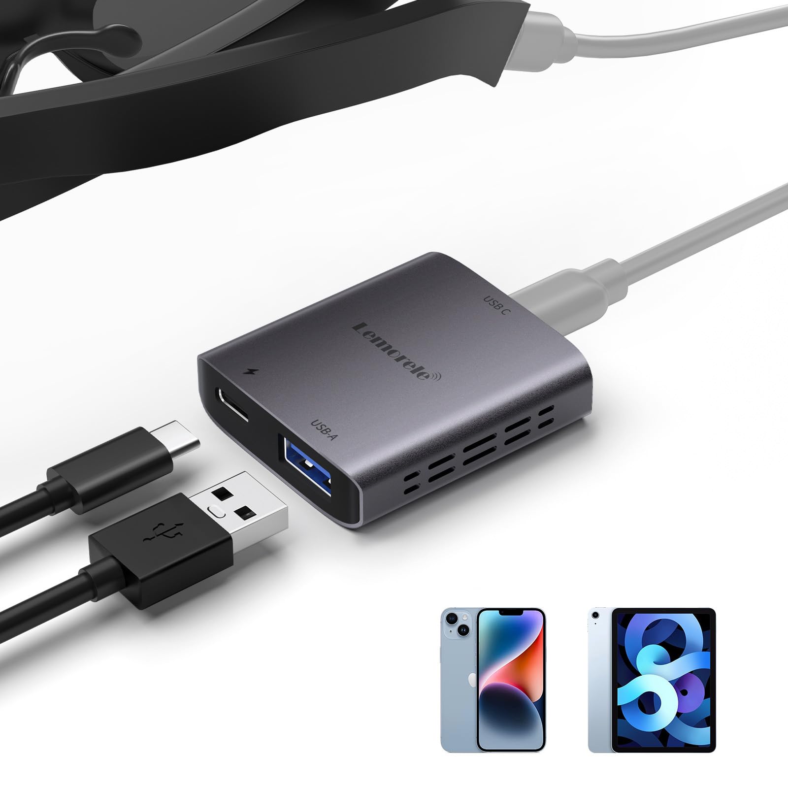 Lemorele Lightning to XREAL air2 pro スマートグラス iphone 14以前対応 USB C to xreal VITURE One/Rokid Air max/TCL nxtwear s/RayNeo【iPhone/iPad+変換+AR+給電＝没入型iPhone体験】 iPhone to USB C プラグアンドプレイ ケーブル付 スマートメガネ