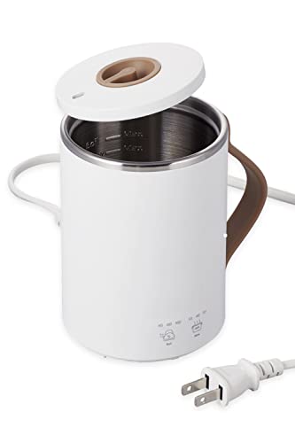 NAエレコム マグカップ型電気なべ 電気ケトル 350mL Cook Mug クックマグ 【 湯沸かし 煮込み 温度調節 タイマー付き 保温 】 スープメーカー ケーブル長 1.5m ホワイト HAC-EP02WH｜THRSparkle