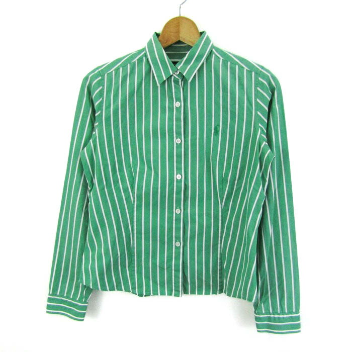 POLO RALPH LAUREN - 未使用品 POLO RALPH LAUREN ポロラルフローレン クラシックフィット ストライプ シャツ サイズ:2  ホワイト/グリーン  レディース 　240001126878 POLO RALPH LAUREN - 未使用品 POLO RALPH LAUREN ポロラルフ